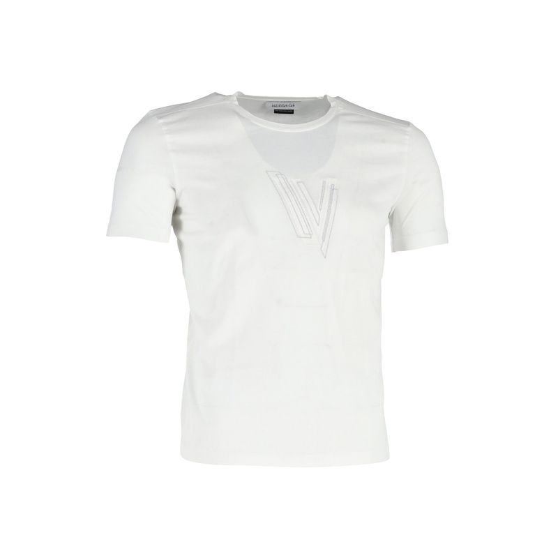 Versace Logo Crewneck T-Shirt In White Cotton